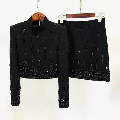 Embellished Two-Piece Set with Short Skirt