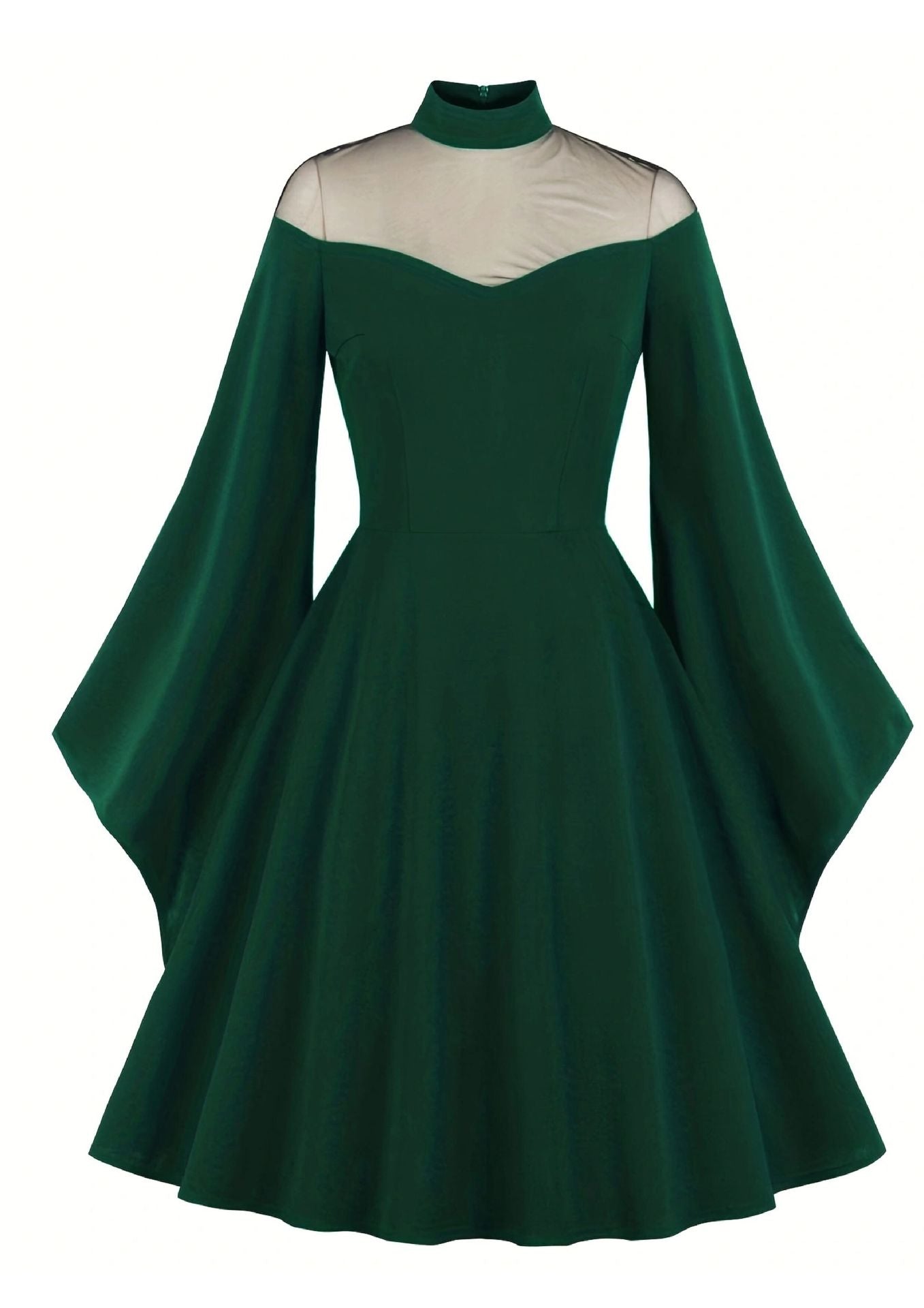Black Queen Bell Sleeve Vintage Dress