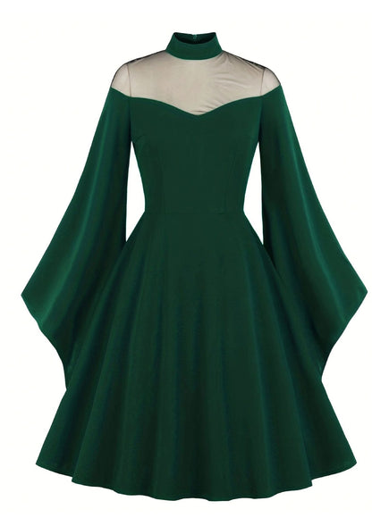 Black Queen Bell Sleeve Vintage Dress