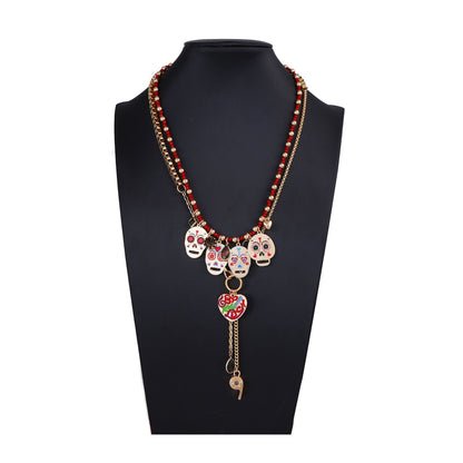 Halloween Layered Metal Ghost Pendant Necklace