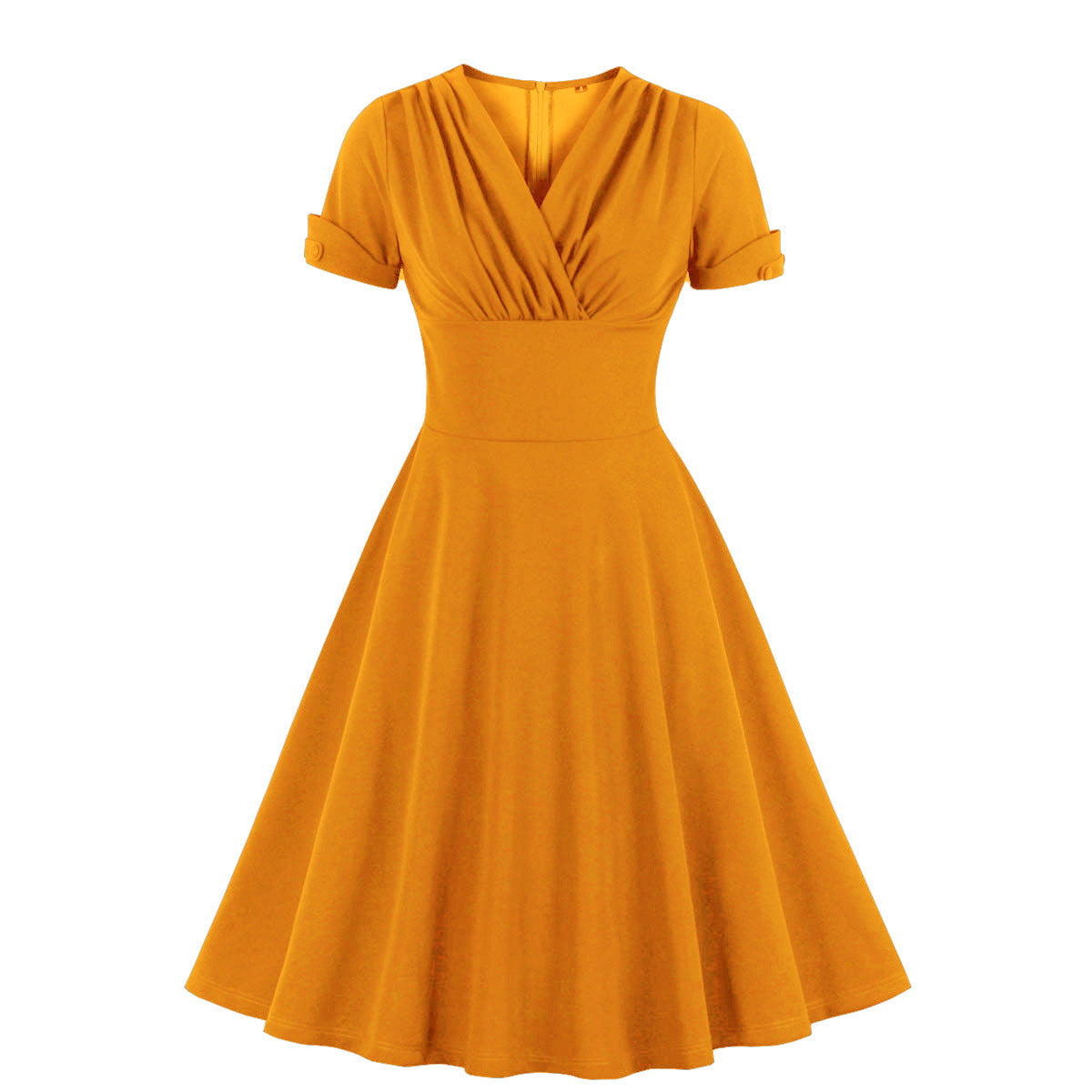 Retro V-Neck Waist-Tie Flared Dress