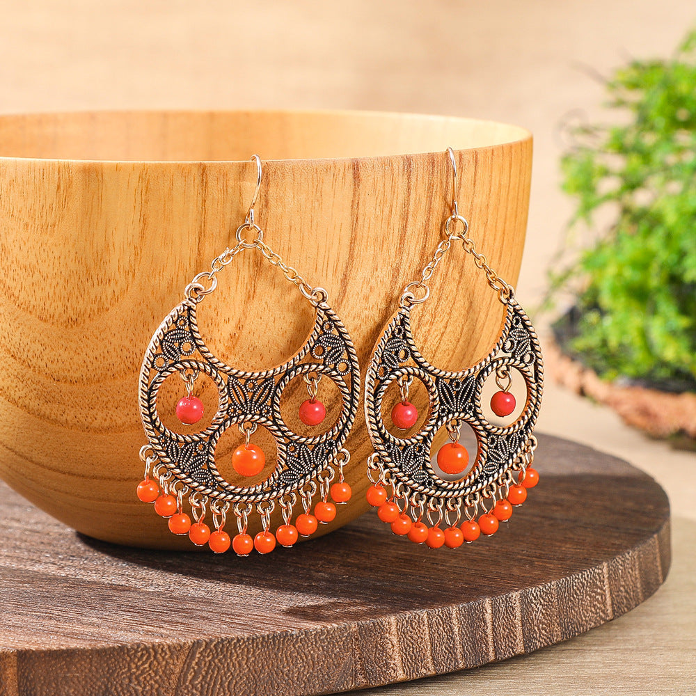 Fashion Tassel Bead Earrings for Women Stylish Vintage Jewelry