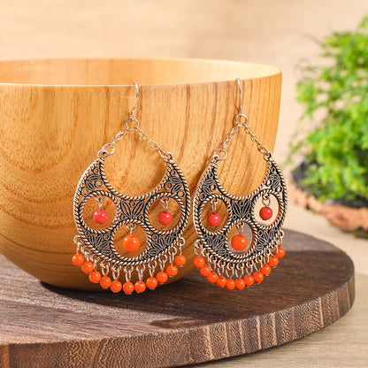 Fashion Tassel Bead Earrings for Women Stylish Vintage Jewelry