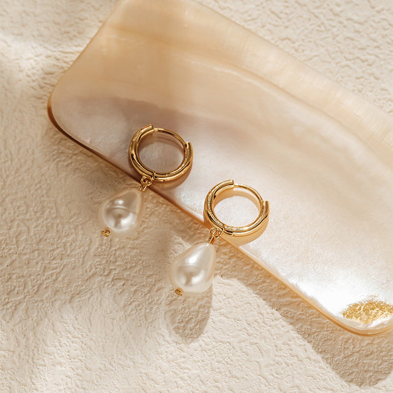 Vintage Shell Beads Drop Earrings