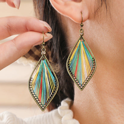 Bohemian Geometric Colorful Hoop Earrings Retro Style