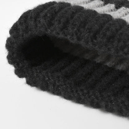 Trendy Striped Color Block Thicken Cuff Beanie