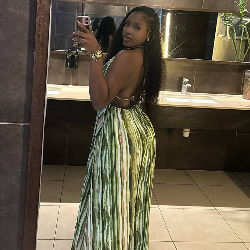 Comfortable V-Neck Backless A-Line Maxi Dress