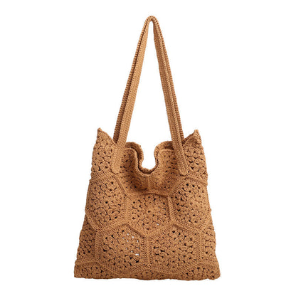 Women's Fashionable Crocheted Shoulder Bag Stylish Vacation Tote