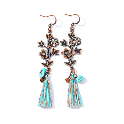 Bohemian Tassel Dangle Earrings Handmade Tribal Style