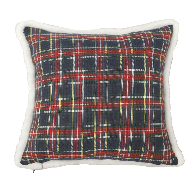 Simple Square Plaid Christmas Throw Pillow Case