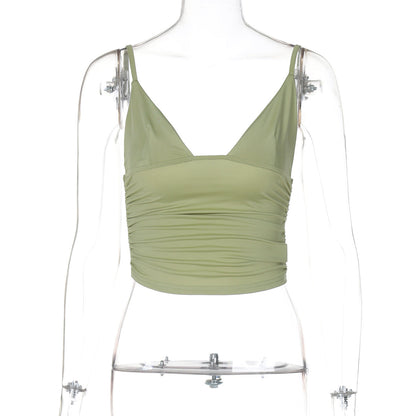 Trendy Casual V-Neck Crop Top