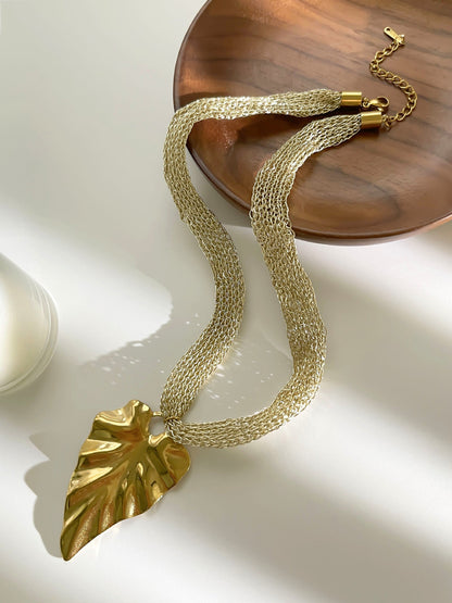 Chunky Gold Plated Statement Pendant Necklace