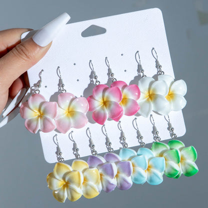 Gradient Flower Earrings Cute Fresh Style Resin Jewelry