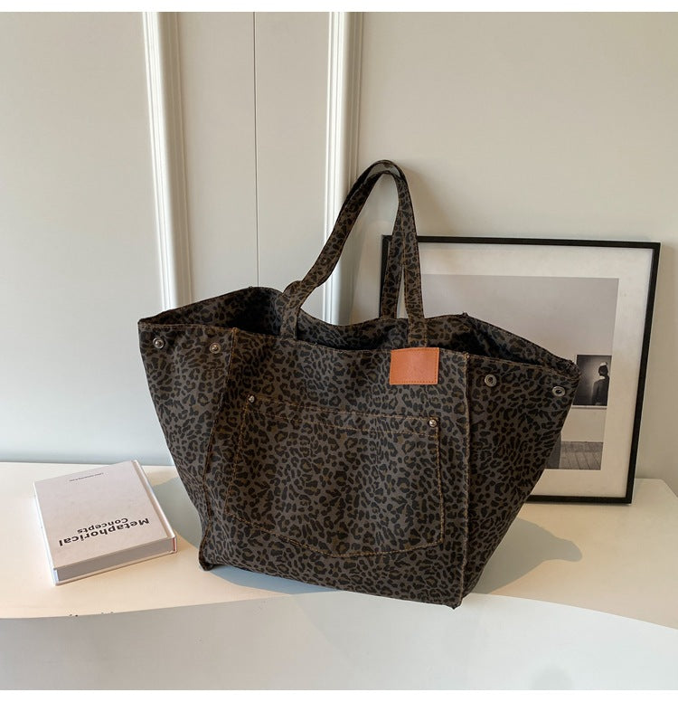Leopaed Print Shoulder Bag Large Capacity Tote Bag