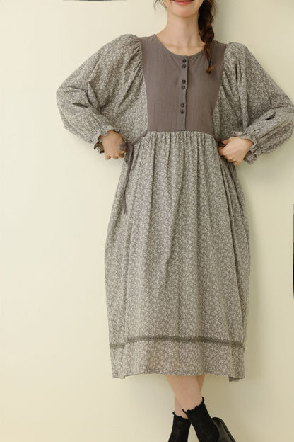 Floral A-Line Maxi Dress Comfortable Casual Cotton Linen