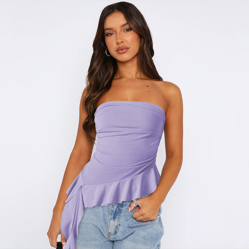 Y2K Slim Fit Fringe Crop Top for Women