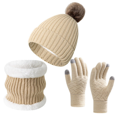 Warm Knitted Winter Scarf, Hat, and Gloves Set