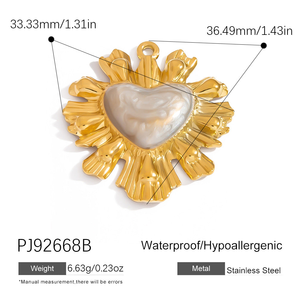 Heart Flower Pendant Accessories 18K Gold Plated Stainless Steel Jewelry