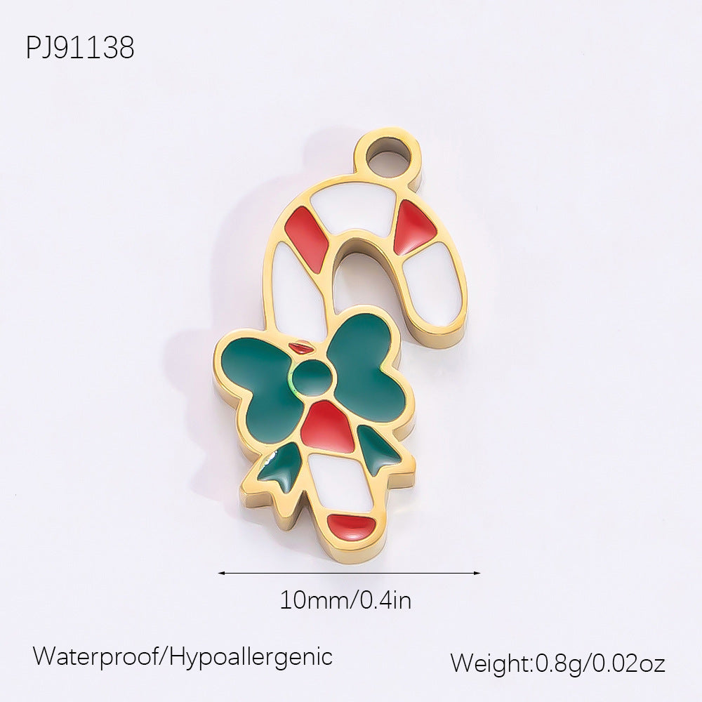DIY Christmas-Themed 18K Gold-Plated Stainless Steel Pendant Accessories
