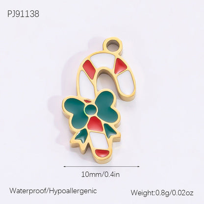 DIY Christmas-Themed 18K Gold-Plated Stainless Steel Pendant Accessories
