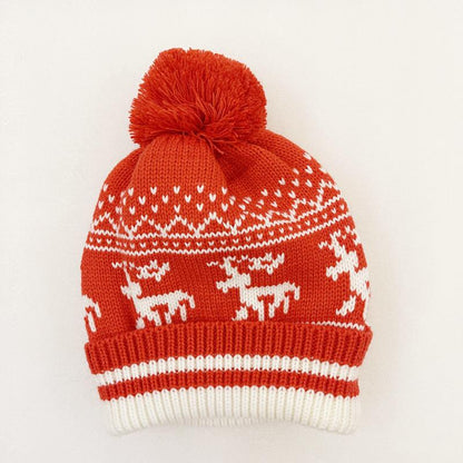 Christmas Knitted Hat Jacquard Scarf Touch Screen Gloves Three-Piece Gift