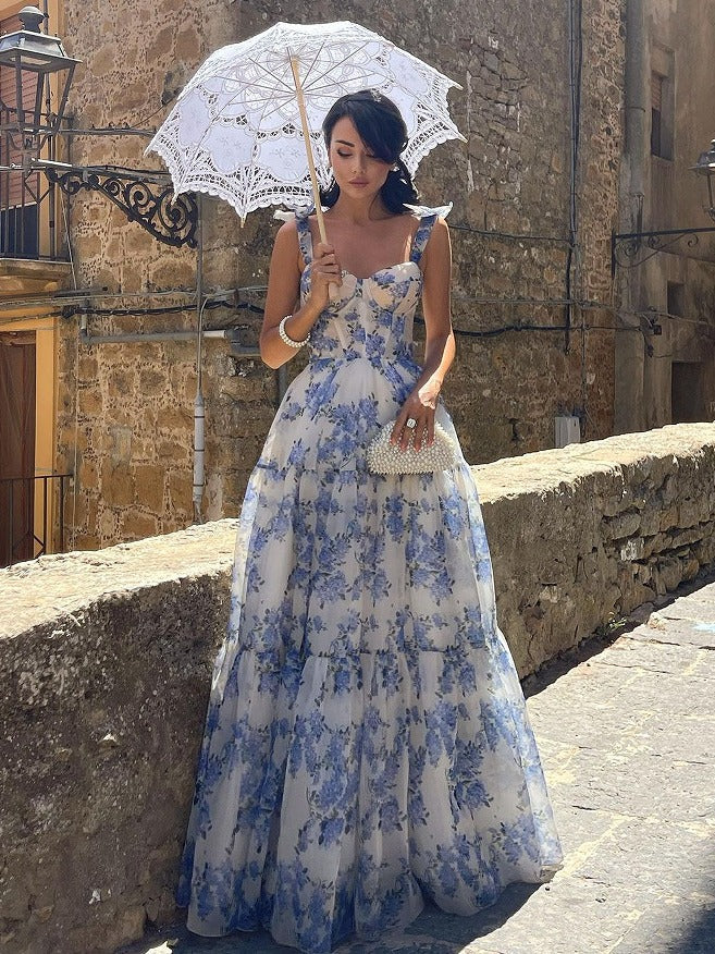 Elegant Off-Shoulder Maxi Dress with 3D Floral Design