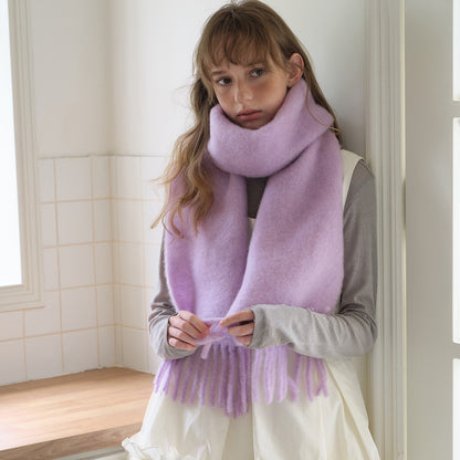 Alpaca Blend Scarf with Fringe - Elegant All-Season Accessory
