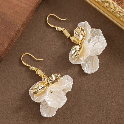Elegant Floral Petal Earrings With Zirconia