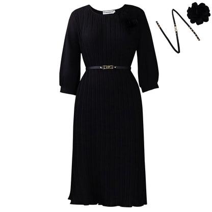 Elegant A-Line Midi Dress With Square Neckline And Ruffle Hem
