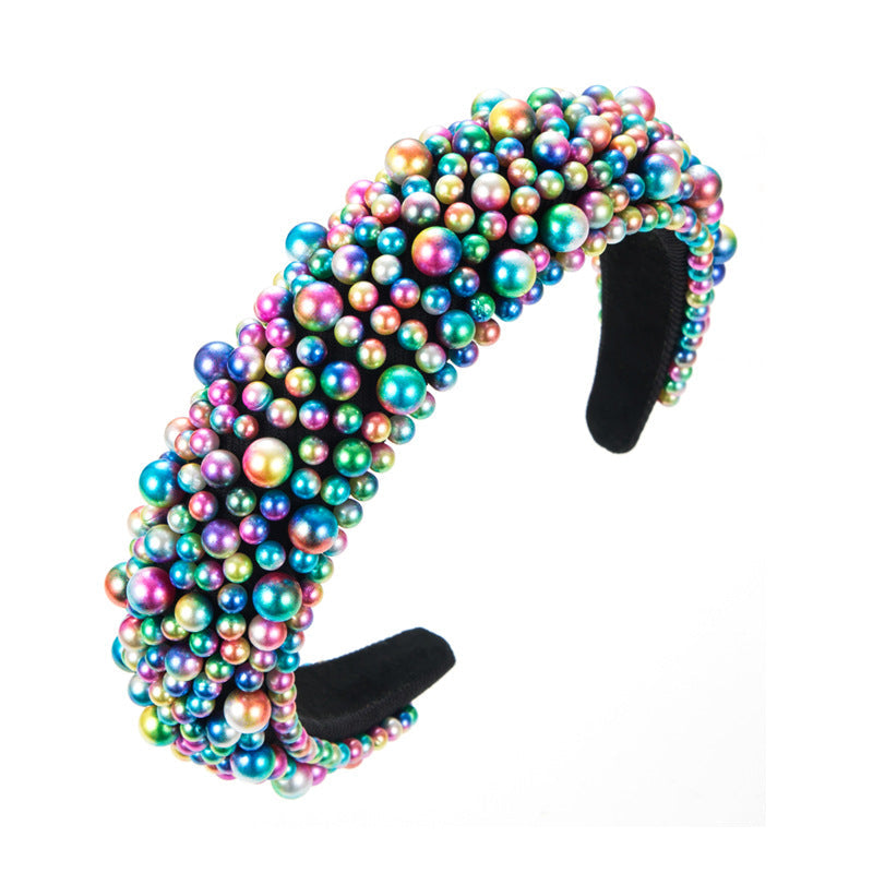 Elegant Pearl Headband Fashionable Wide Hairband for Women