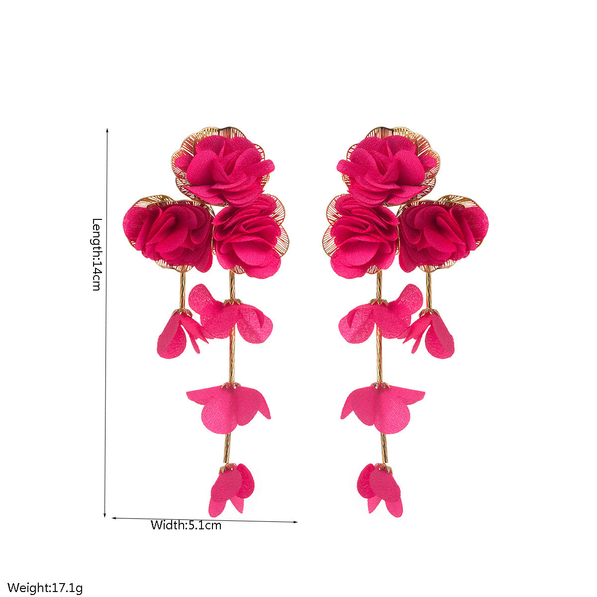Chic Floral Chiffon Earrings Lightweight Vacation Style