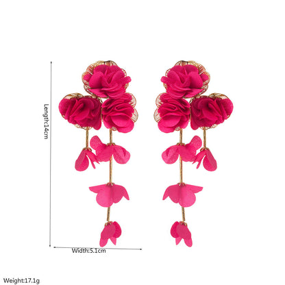 Chic Floral Chiffon Earrings Lightweight Vacation Style