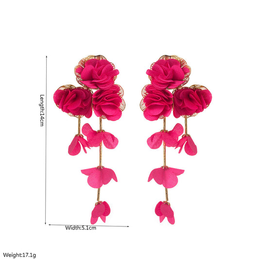 Chic Floral Chiffon Earrings Lightweight Vacation Style
