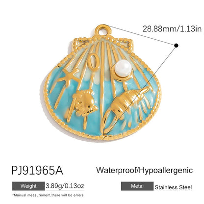 Stainless Steel Ocean-Themed DIY Flower Pendant Jewelry