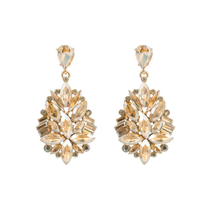 Trendy Floral Alloy Earrings With Rhinestones For Women
