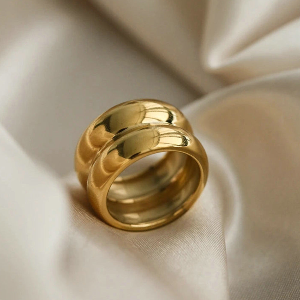 Wide Edge Double Layered Simple Ring