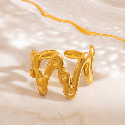 Floral Stainless Steel Ring With Natural Stone Inlay
