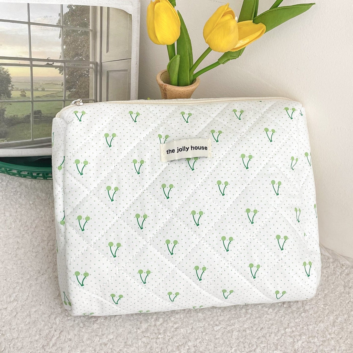 Polka Dot Cherry Print Make Up Bag