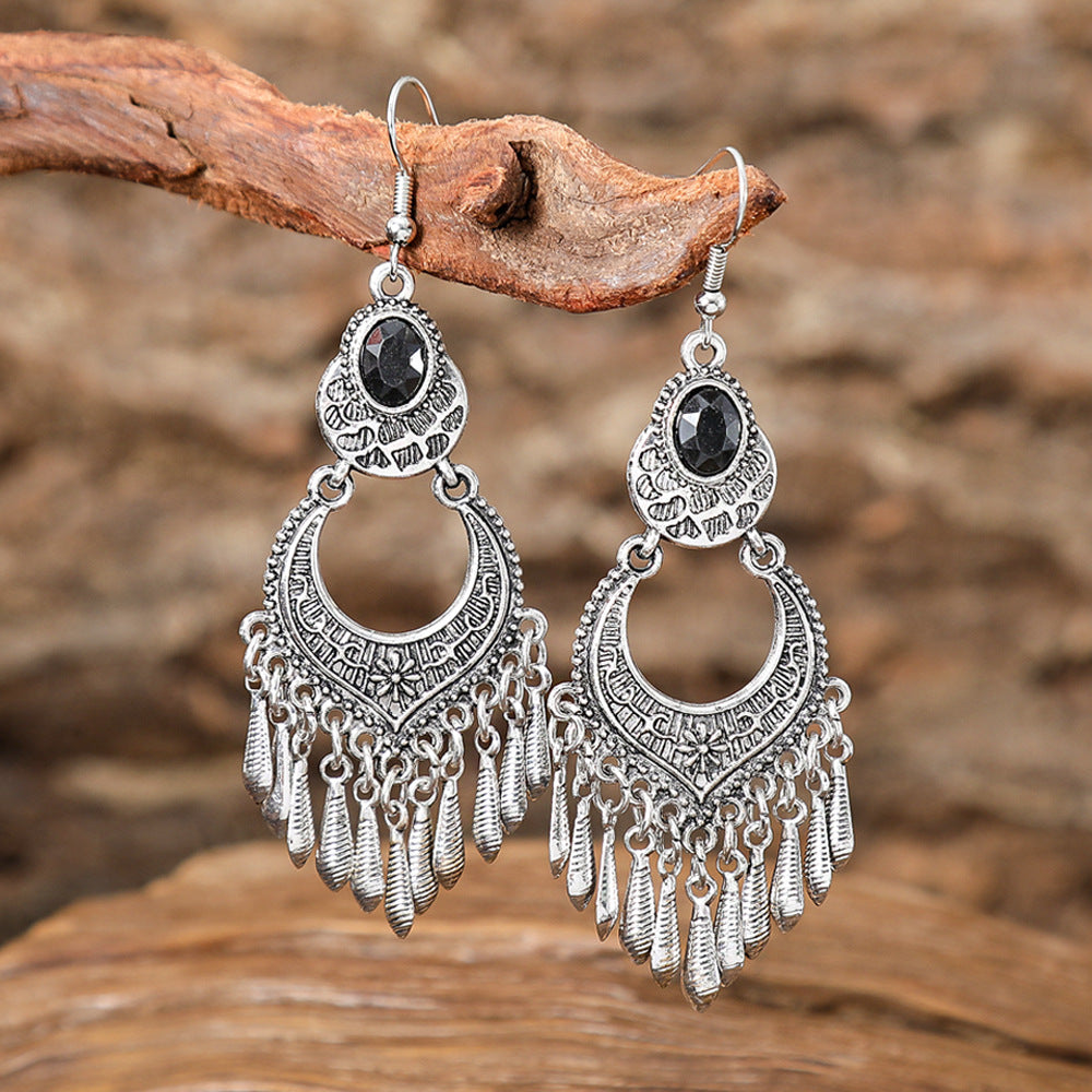 Bohemian Vintage Floral Tassel Earrings for Women