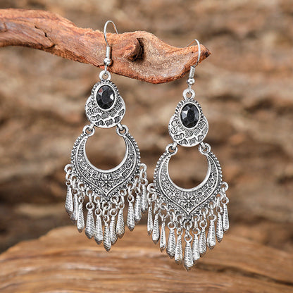 Bohemian Vintage Floral Tassel Earrings for Women
