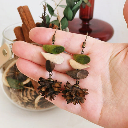 Geometric Vintage Wood Drop Earrings Bohemian Style
