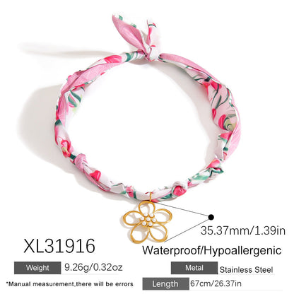 Stainless Steel Scarf Necklace with Fruit and Animal Pendants