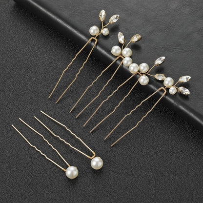 Bridal Wedding Hair Accessories Pearl U Shape Hair Pins Set