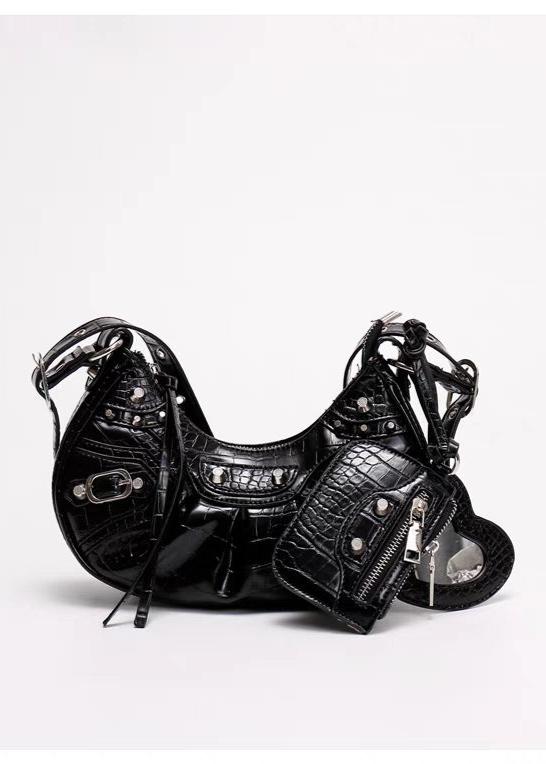 Croc Embossed PU Leather Crescent Bag