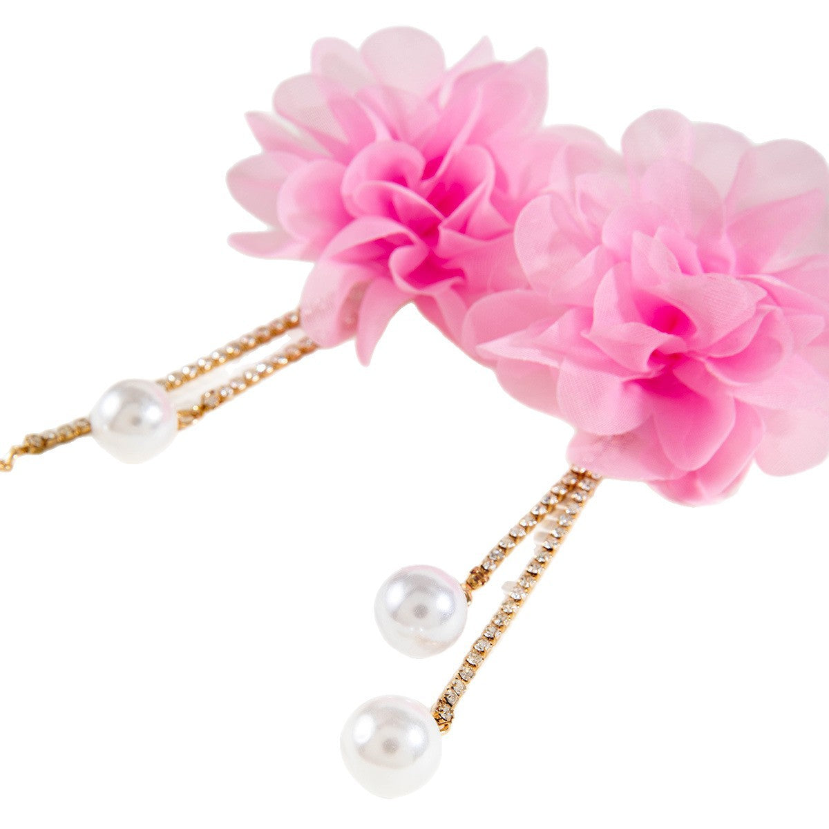 Exaggerated Flower Tassel Earrings With Faux Pearl For Women