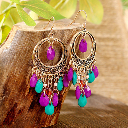 Fashion Tassel Bead Earrings for Women Stylish Vintage Jewelry