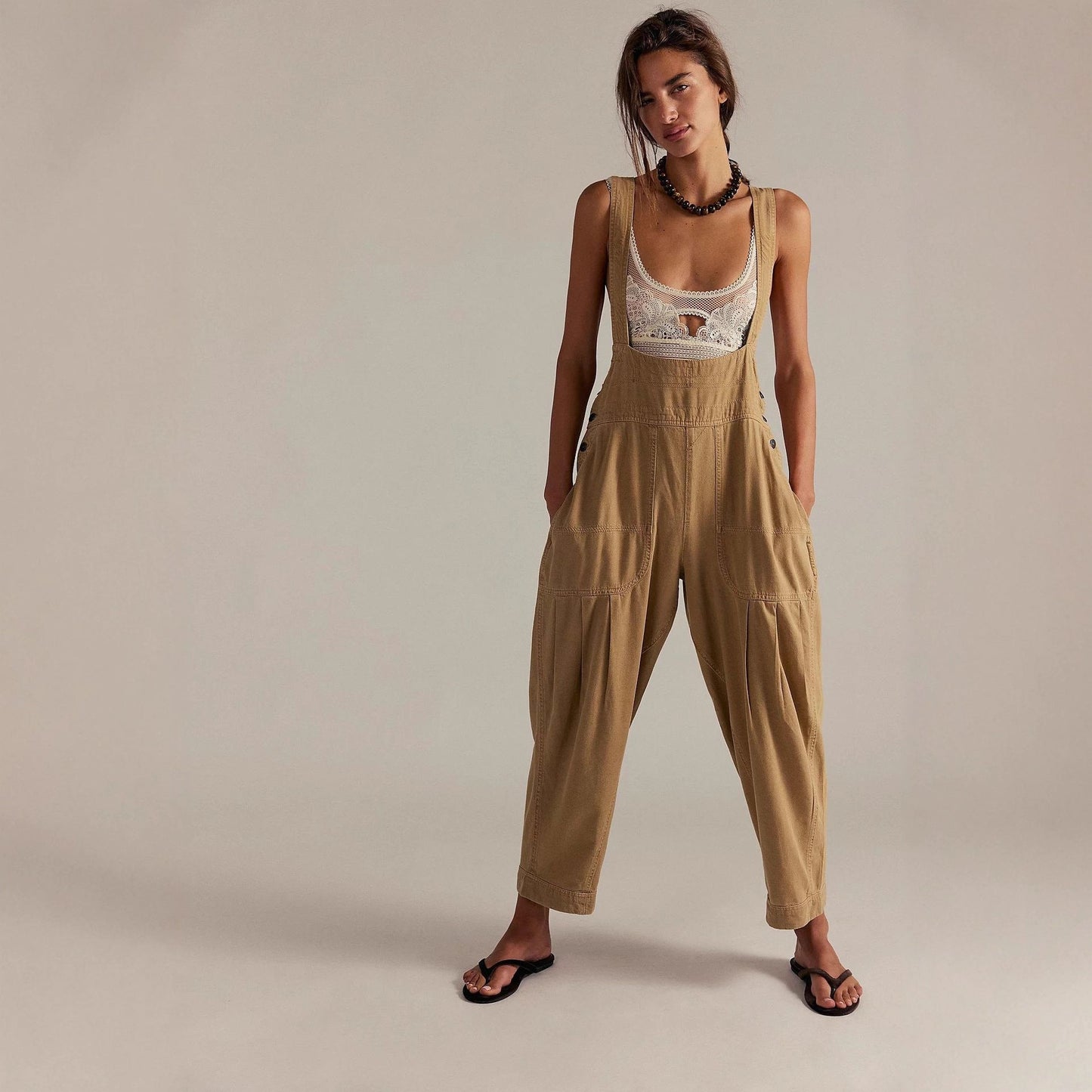 Casual Denim Overalls with Side Pockets