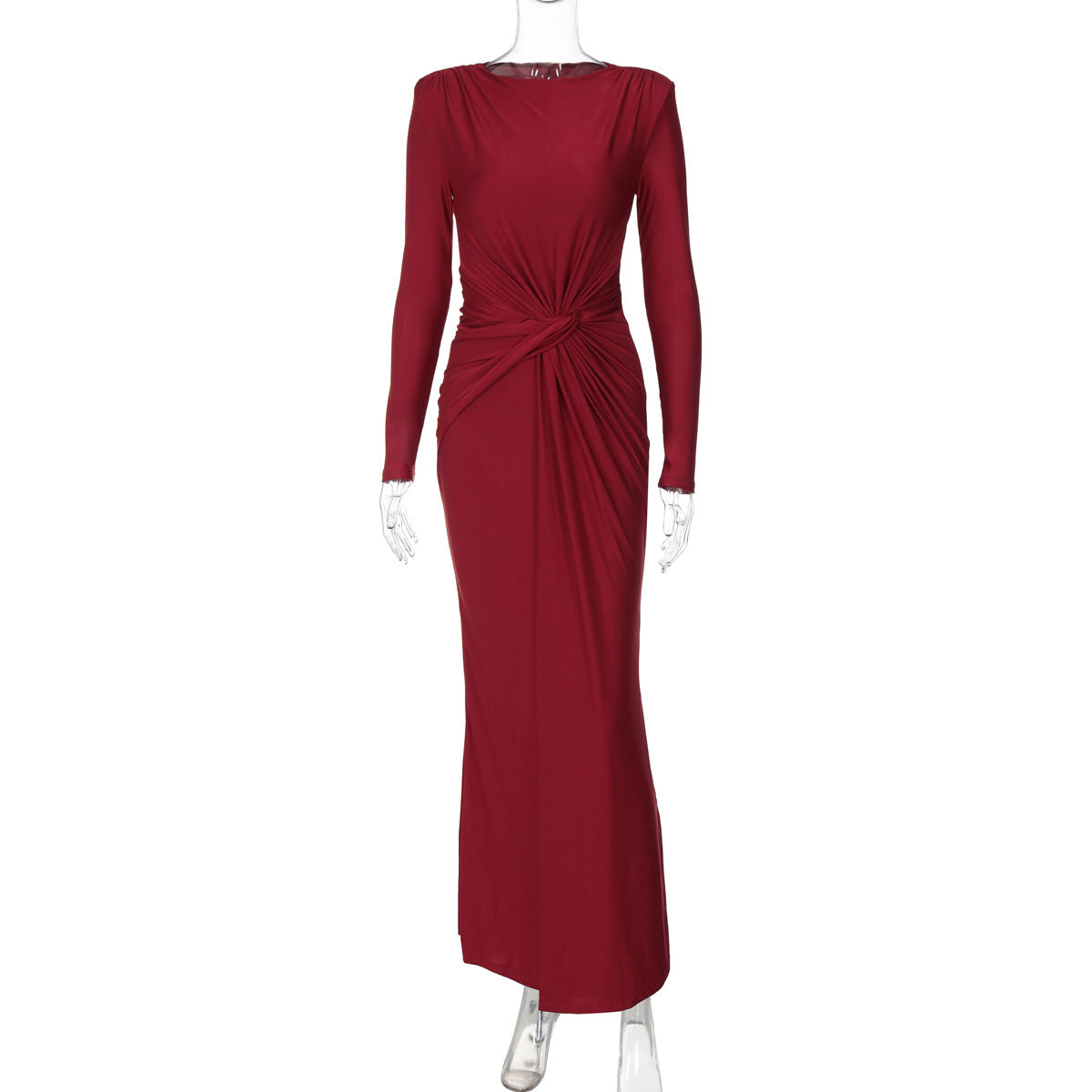Elegant Long Sleeve Dress with Round Neck