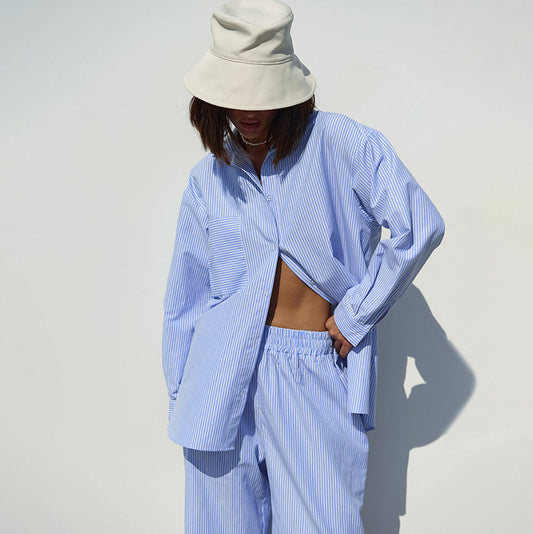 Trendy Striped Tops and Pants Sets