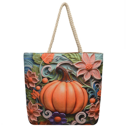 Fashionable Reversible Beach Tote Bag Canvas with Cotton Rope